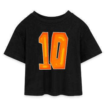 Zehn 10 orange Nummer Zahl - Kinder Cropped Jersey T-Shirt - Schwarz - Vorne