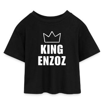 Enzoz Name mit Buchstabe E - Königskrone Shirt - Kinder Cropped Jersey T-Shirt - Schwarz - Vorne