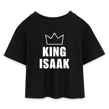 Isaak Name mit Buchstabe I - Königskrone Shirt - Kinder Cropped Jersey T-Shirt - Schwarz - Vorne