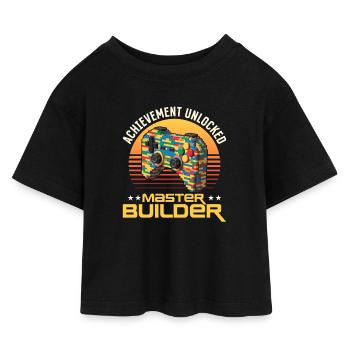 Building Blocks Gamer Gaming Brick Builder - Kinder Cropped Jersey T-Shirt - Schwarz - Vorne