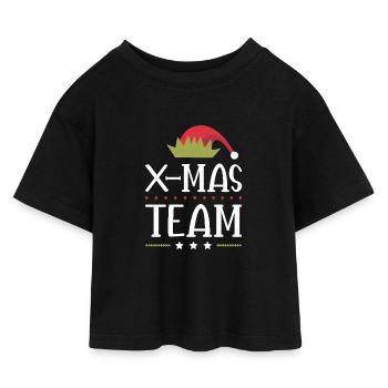 Escouade de Noël - T-shirt Crop Top en jersey Enfant - noir - Devant