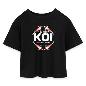 Voici ma déclaration de loisir pour élever des poissons d’étang avec des carpes koi - T-shirt Crop Top en jersey Enfant - noir - Devant