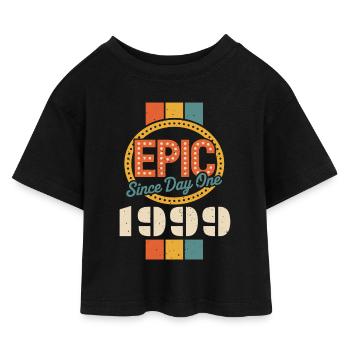 Legendär seit 1999 - Kinder Cropped Jersey T-Shirt - Schwarz - Vorne