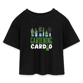 Gardening Cardio Plant Lover Garden - Kids’ Cropped Jersey T-Shirt - black - Front