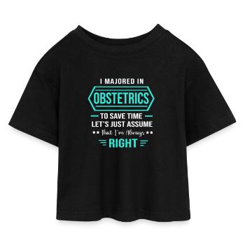 Pregnancy Hospital Nurse - Kids’ Cropped Jersey T-Shirt - black - Front