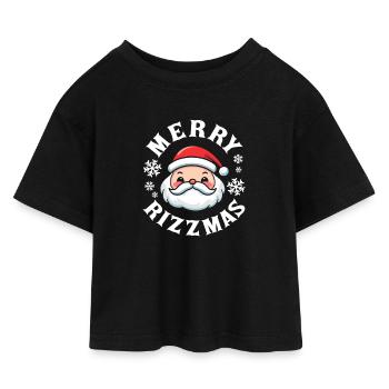 Joyeux Père Noël de la Jeunesse Mot Amusant pour la jeunesse - T-shirt Crop Top en jersey Enfant - noir - Devant