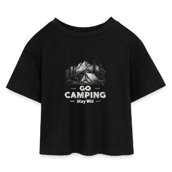 Camping Abenteuer Spruch Go Camping Stay Wild Camp - Kinder Cropped Jersey T-Shirt - Schwarz - Vorne