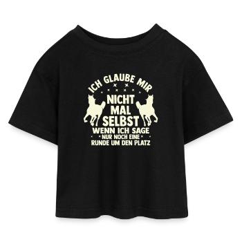Reiten Pferdeliebhaber Reiterhof Pferde - Kinder Cropped Jersey T-Shirt - Schwarz - Vorne