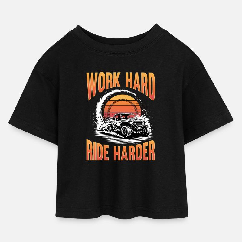 UTV Off Road 4 Wheeler Side by side - Kids’ Cropped Jersey T-Shirt - black