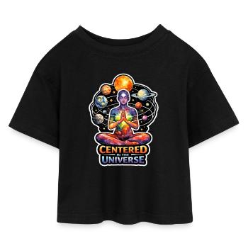 Mondmeditation, Mondachtsamkeit, Spirituell - Kinder Cropped Jersey T-Shirt - Schwarz - Vorne
