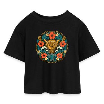Valeurs Aloha Shaka - T-shirt Crop Top en jersey Enfant - noir - Devant