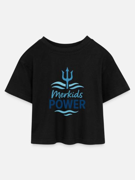 Merkids Power - Kids’ Cropped Jersey T-Shirt - black