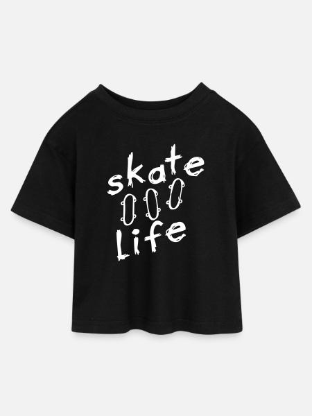 skate - Kinder Cropped Jersey T-Shirt - Schwarz