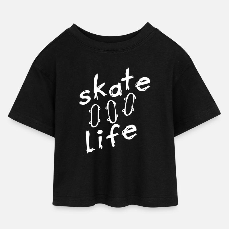 skate - Kinder Cropped Jersey T-Shirt - Schwarz
