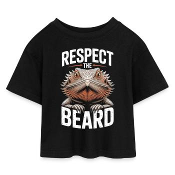 Respect the Beard! Bearded Dragon Reptile Terraristics - Kids’ Cropped Jersey T-Shirt - black - Front