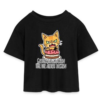 Baking birthday cakes for work, yes, nice! - Kids’ Cropped Jersey T-Shirt - black - Front
