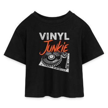 Junkie de vinyle - T-shirt Crop Top en jersey Enfant - noir - Devant