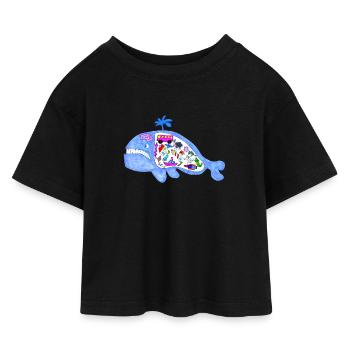 Wal Dinge - Kinder Cropped Jersey T-Shirt - Schwarz - Vorne