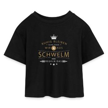 Schwelm Stadt - Kinder Cropped Jersey T-Shirt - Schwarz - Vorne