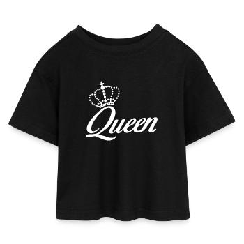 Königin - Kinder Cropped Jersey T-Shirt - Schwarz - Vorne