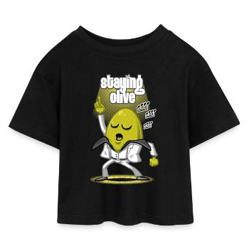 Rester olive - T-shirt Crop Top en jersey Enfant - noir - Devant