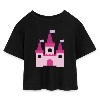 Princess Castle - Kids’ Cropped Jersey T-Shirt - black - Front