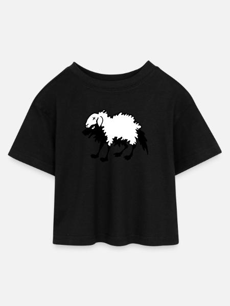 Wolf im Schafspelz - Kinder Cropped Jersey T-Shirt - Schwarz