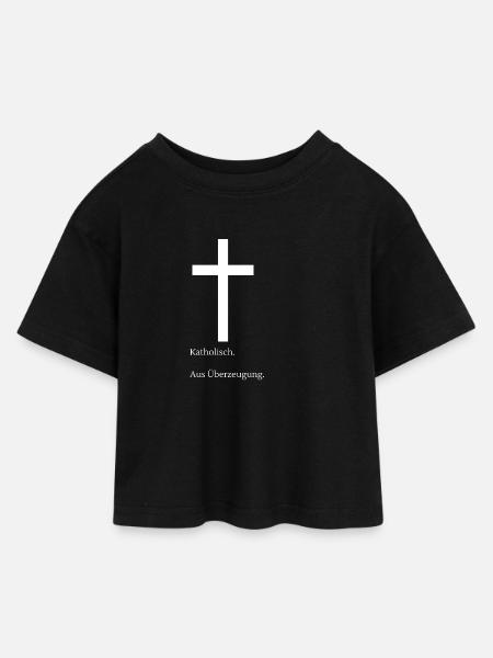 Katholisch. Aus Überzeugung. - Kinder Cropped Jersey T-Shirt - Schwarz