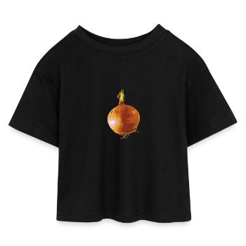 Onion Zwiebel - Kinder Cropped Jersey T-Shirt - Schwarz - Vorne