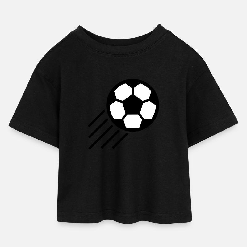 Fußballschuss - Kinder Cropped Jersey T-Shirt - Schwarz
