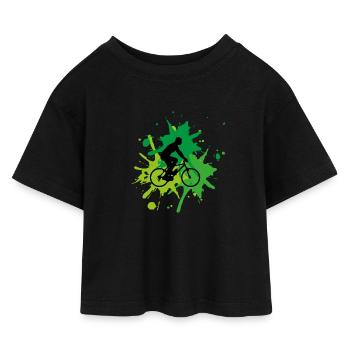 Fahrrad Fahrradfahren Fahrradtour Green - Kinder Cropped Jersey T-Shirt - Schwarz - Vorne