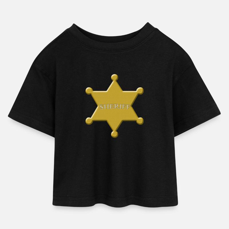 scheriff - Kinder Cropped Jersey T-Shirt - Schwarz