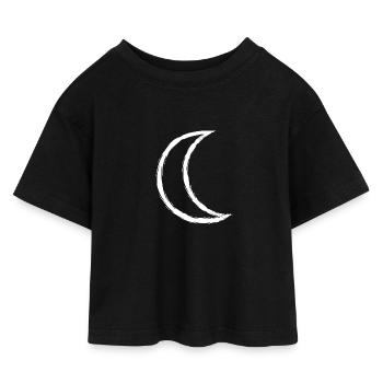 Celtic symbol moon white - Kids’ Cropped Jersey T-Shirt - black - Front