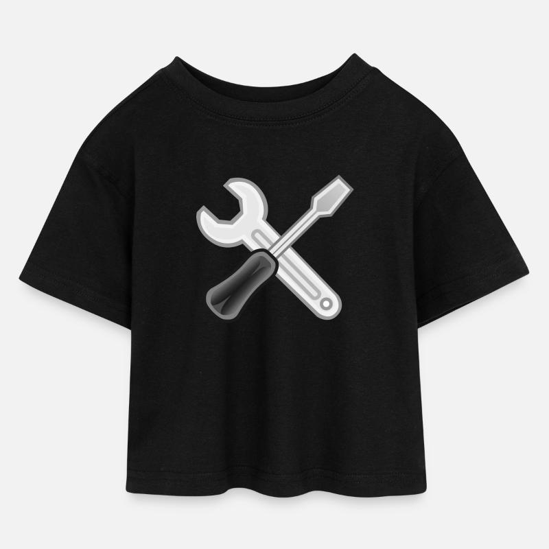 Handwerker - Kinder Cropped Jersey T-Shirt - Schwarz