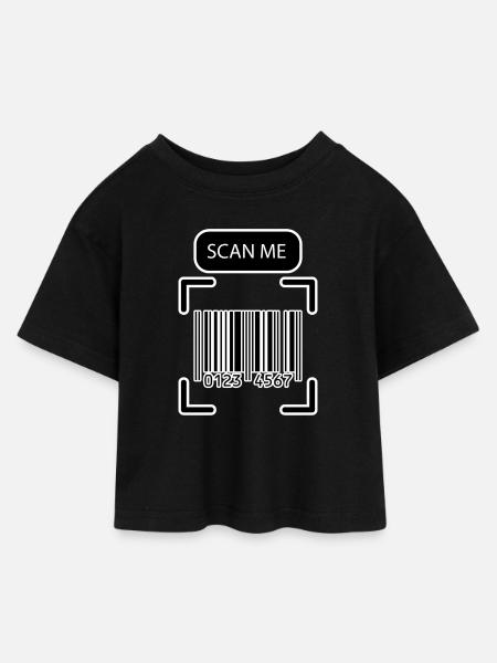 SCAN ME Barcode Lustiges Design - Kinder Cropped Jersey T-Shirt - Schwarz