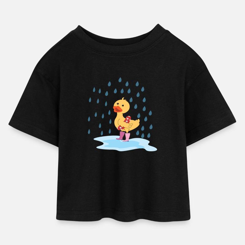 Platschi - Kinder Cropped Jersey T-Shirt - Schwarz