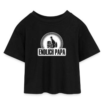 Finally, I like my thumbs up - Kids’ Cropped Jersey T-Shirt - black - Front