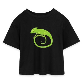 Chamäleonkringel - Kinder Cropped Jersey T-Shirt - Schwarz - Vorne