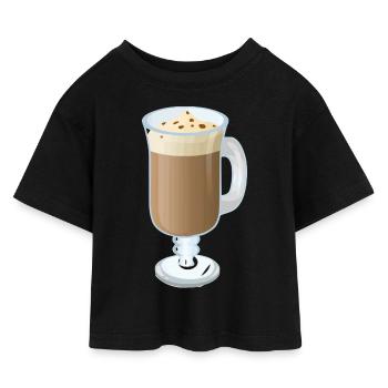 Cafe - Kinder Cropped Jersey T-Shirt - Schwarz - Vorne