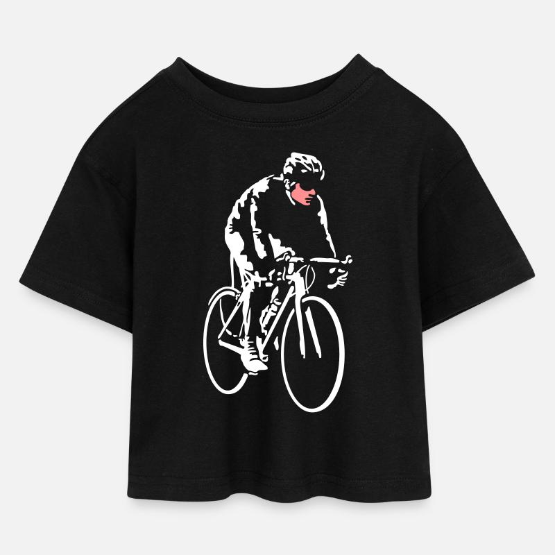 radfahrer_042013_a_2c - Kids’ Cropped Jersey T-Shirt - black