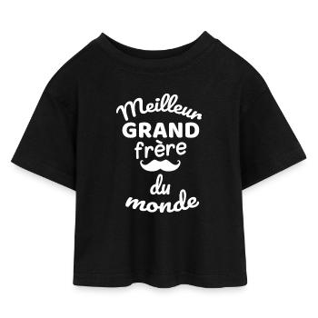 Humour et Fraternité Grand Frère T-Shirt - T-shirt Crop Top en jersey Enfant - noir - Devant