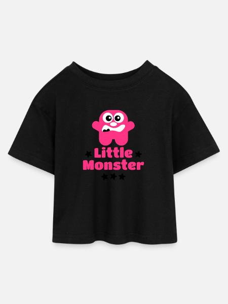 Little Monster - Kids’ Cropped Jersey T-Shirt - black