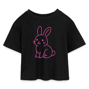 Neon Rabbit - Kinder Cropped Jersey T-Shirt - Schwarz - Vorne