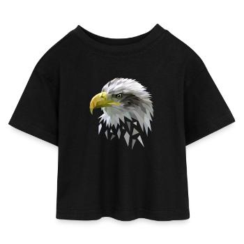 Seeadler Adler Low poly Polygone geometrisch - Kinder Cropped Jersey T-Shirt - Schwarz - Vorne