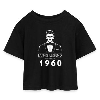 66th Birthday Living Legend (GENT) since 02/1960 - Kids’ Cropped Jersey T-Shirt - black - Front