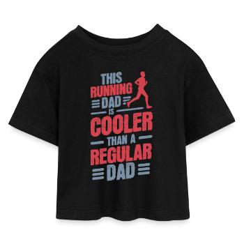 Laufender Papa - Kinder Cropped Jersey T-Shirt - Schwarz - Vorne