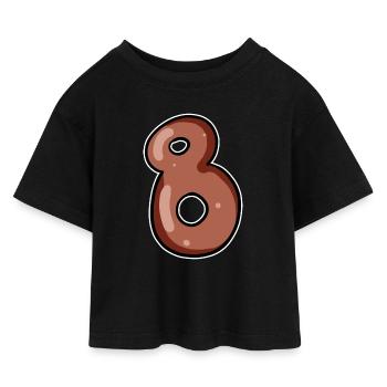 Zahl 8 Nummer Acht Motiv Braun - Kinder Cropped Jersey T-Shirt - Schwarz - Vorne