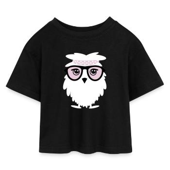 wise owl - T-shirt Crop Top en jersey Enfant - noir - Devant