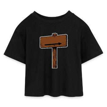 Holzschild Wegweiser Richtungspfeil - Kinder Cropped Jersey T-Shirt - Schwarz - Vorne
