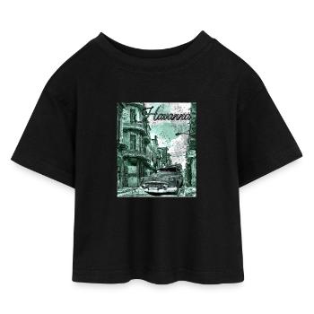 La Havane Cuba - T-shirt Crop Top en jersey Enfant - noir - Devant